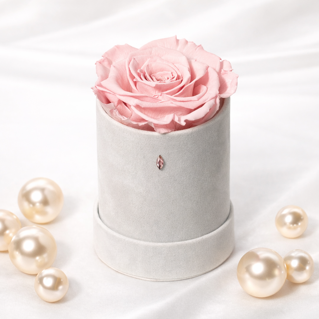 Swarovski ® Navette Crystal Single: Pink Ecuadorian Preserved Rose