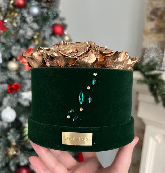A Luxury Gift for Christmas: Preserved Rose Box with Swarovski Crystals Adorned