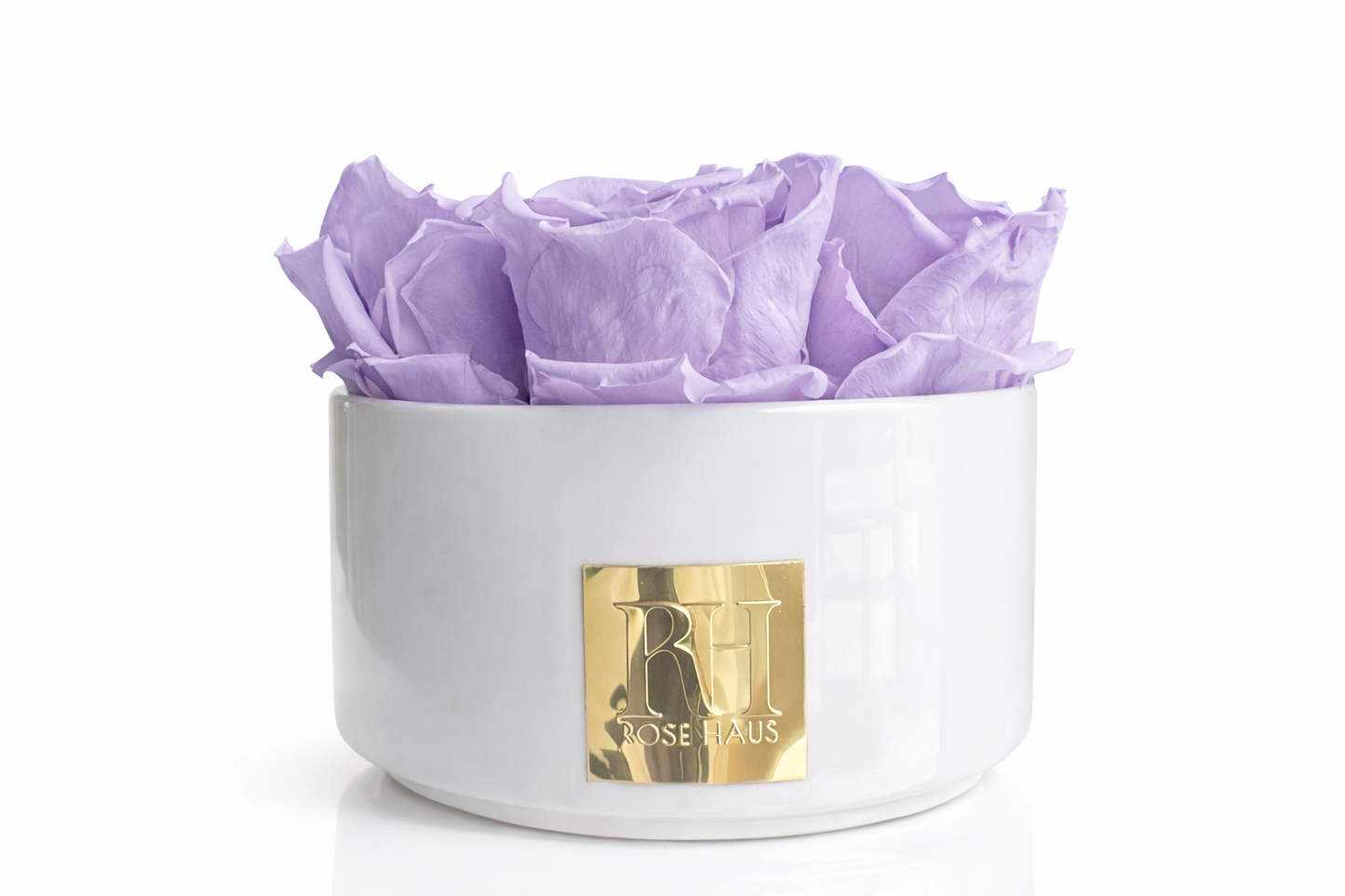 High Rim Stone Base 'Lavendar Crown' XL Ecuadorian Preserved Roses 24K Edition Luxury Centerpiece