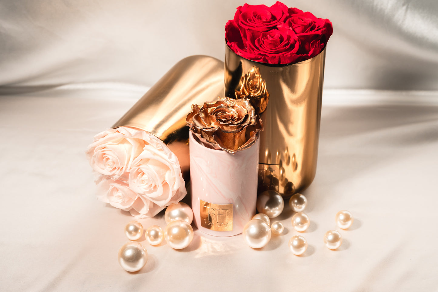 24K Gold Single Preserved Rose - 5" inch Ceramic Mini Vase Marble Design